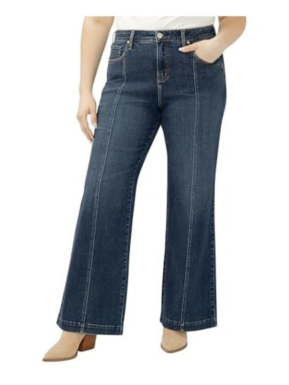 Silver Jeans Co. Plus Size 22W x 33L High Rise Trouser Leg Jeans Blue MSRP $98